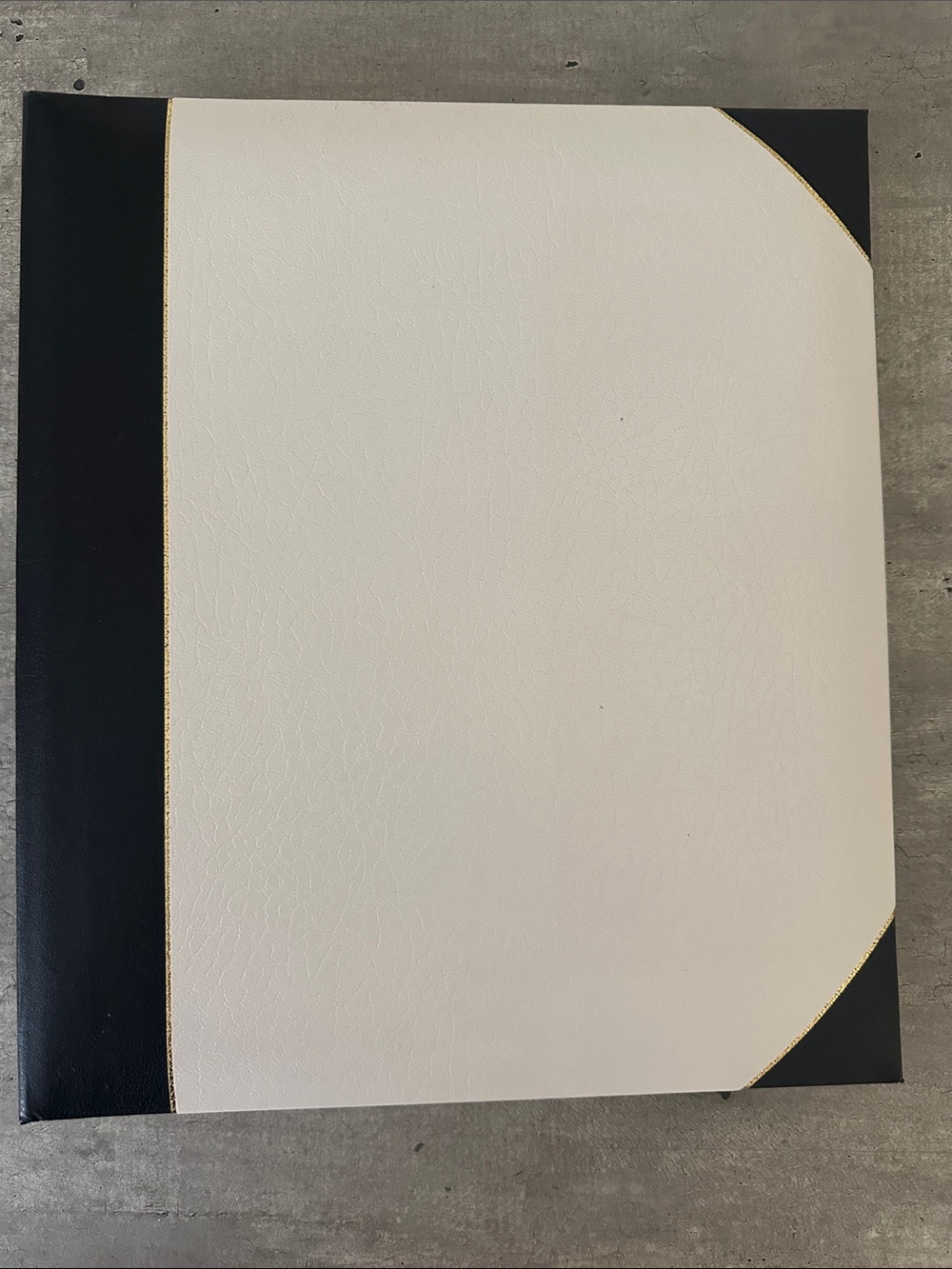 Black and White Photo Album with Gold Trim Holds 5” by 7” Acid Free Photo Safe